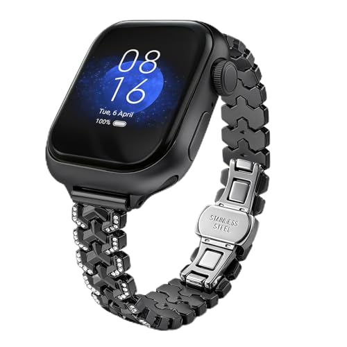 Bracelet en métal scintillant pour Apple Watch joaillerie fine avec strass diamant