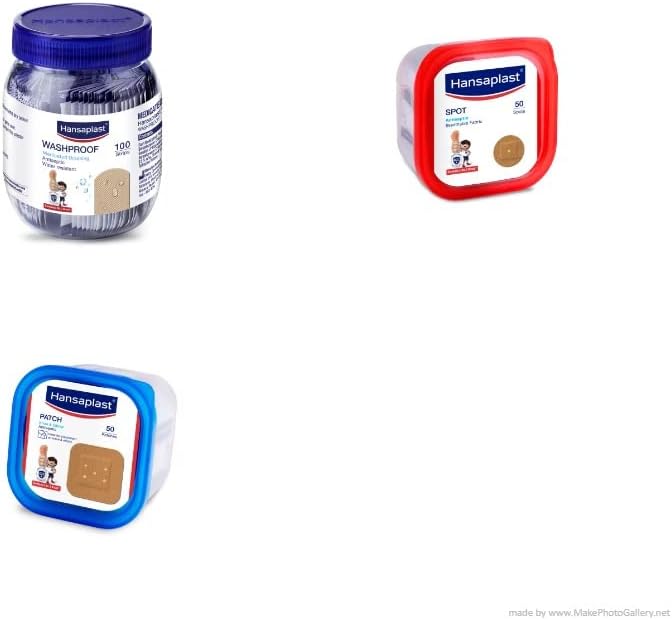 Hansaplast Washproof Ventilated 100 Strips Jar- Hansaplast Spot 50pcs- Hansaplast Patch 50 pcs