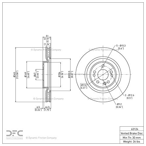 Image of DFC Front Brake Rotor Fits 2000-2001 Mercedes-Benz ML430