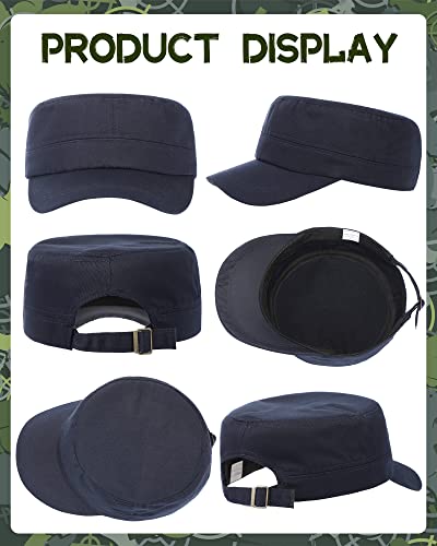 Image of Foaincore 8 Pcs Army Hats for Men Cadet Military Style Caps Cadet Hat Adjustable Unisex Washed Cotton Hats for Men Women Classic