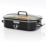 [NEW] MAGNIFIQUE 4-Quart Slow Cooker with Casserole Manual Warm Setting - Perfect Kitchen Small Appliance for Family Dinners, Dishwasher Safe Crock, Black