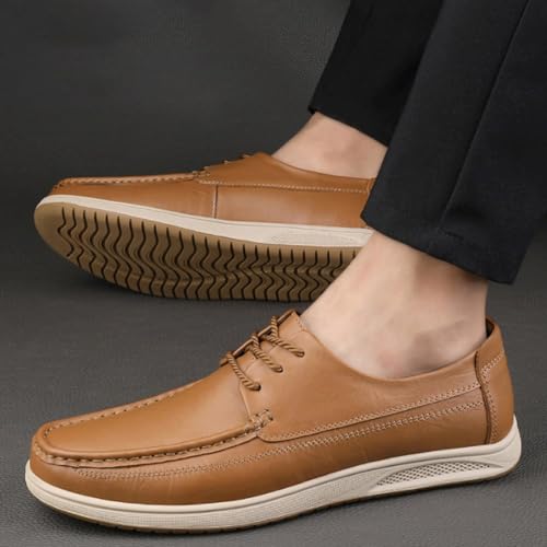 Men's Formal Leather Oxford Shoes, Soft Bottom Comfortable Lace-up Dress Shoes for Business & Parties, Anti-Slip Round Toe Casual Shoes2