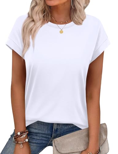Image of Alaroo Womens Summer Tops Short Sleeve Shirts Crew Neck Cute Trendy Tunic Blouses (S-3XL)