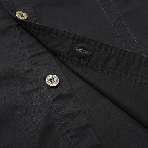 Zyvrenix Men's Long Sleeve Button Down Cotton Shirts with Pockets Black M - image 3