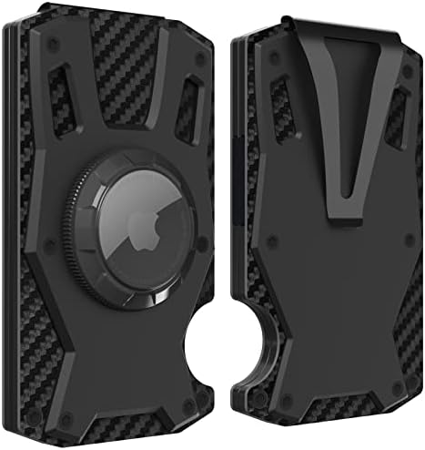 Mvgges Airtag Wallet(No Airtag), Slim Minimalist Wallet with Airtag Holder,Carbon Fiber RFID Blocking Wallet, Airtag Case,Smart Wallet for Men