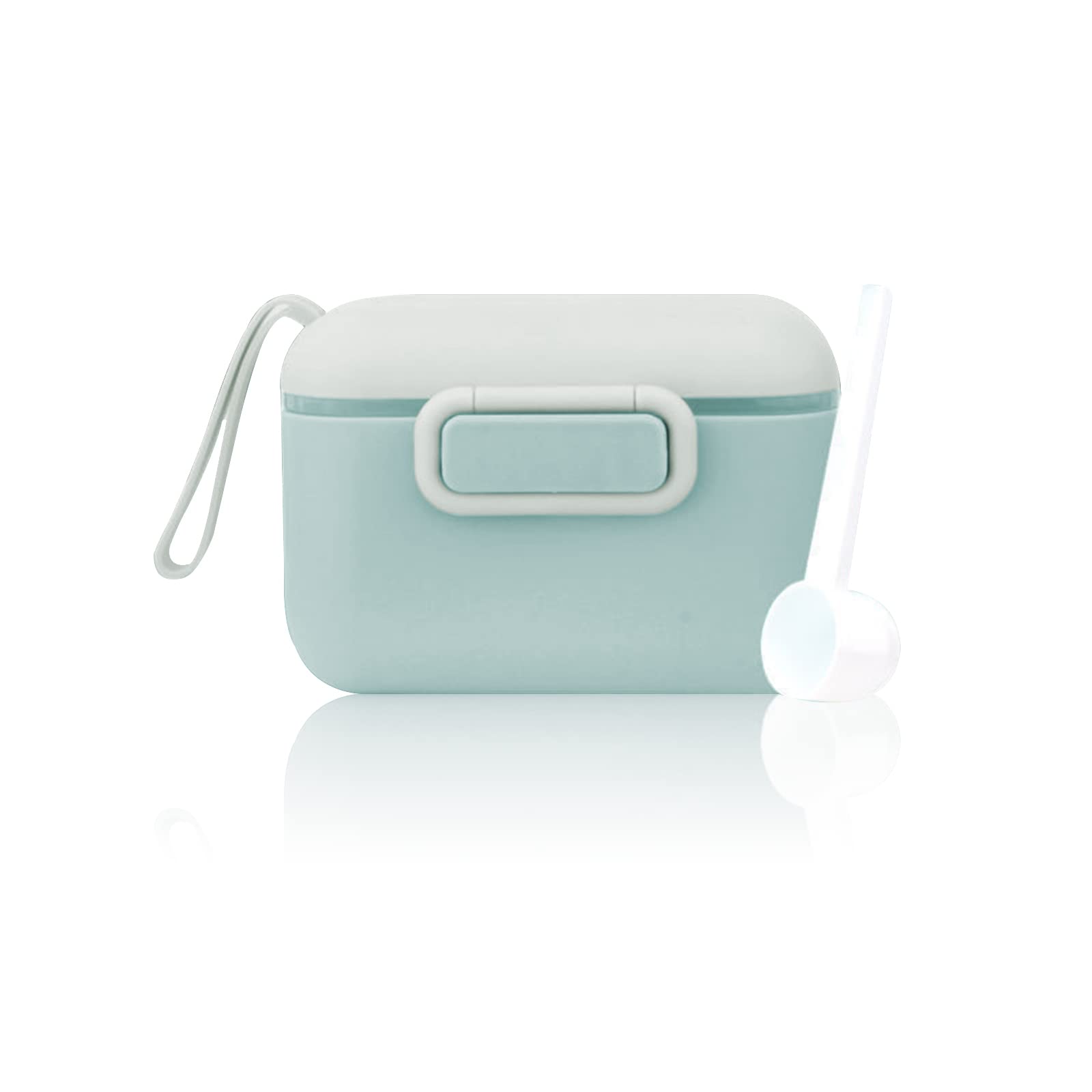 Dosificador Leche En Polvo, 450ML Un toque Dispensador Leche En Polvo Bebe, Dosificador Leche En Polvo Bebe, con cubierta de anillo de silicona sellada, barra niveladora y cuchara, (verde)