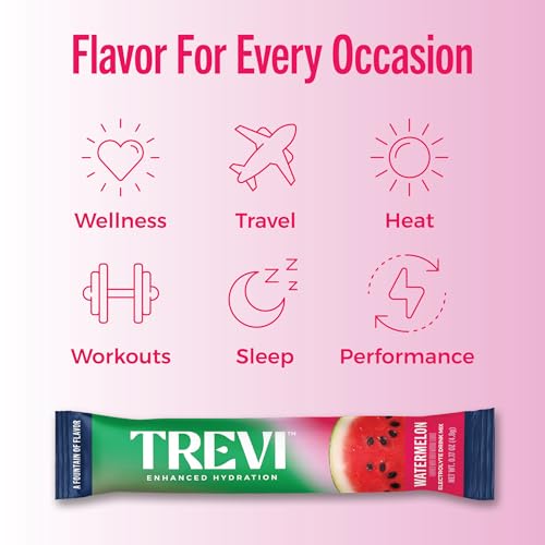 Image of TREVI Electrolytes Powder Packets, Sugar Free Hydration Watermelon 28 Count | Essential Daily Drink Mix, 0 Sugar, Magnesium, Potassium, Vitamin C, Calcium, B6 & B12 Vitamins