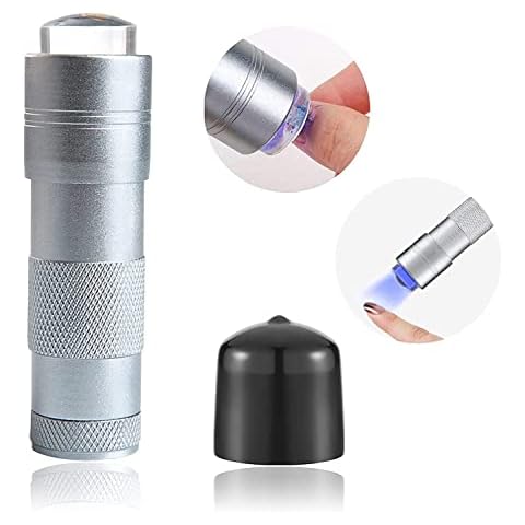 ANGNYA Mini UV Led Nail Lamp Presser with Flat Silicone Head, Portable Nail Dryer for Gel Nail, DIY Nail Art Tools at Home and Salons (Silver) Cover