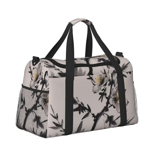 Plum Blossom Branch Print Travel Duffle Bag - Foldable Personal Item Travel Bag for Women & Men,13x10.2x19.73