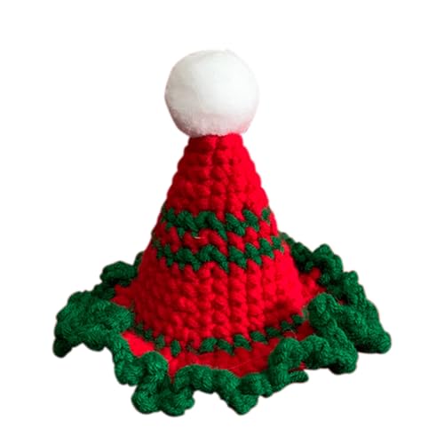 クロシェ クリスマス 猫用被り物,クロシェ 帽子 | 子猫用キャップ - 子犬用 子猫用 小型犬用 猫用 冬 パーティ ホリデー クリスマス 衣装 小道具 用品