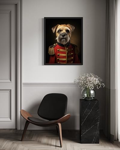 Image of aj decor Border Terrier General Wall Art Print Poster, Dog Pet Lover Picture Painting Artwork Bedroom Living Room Office Dining Room 150D (Border Terrier General, 18 x 24 inches, Black Frame)