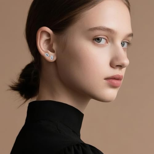 SLUYNZ Solid 925 Sterling Silver CZ Evil Eye Earrings Stud for Women Teens Hamsa Hand Earrings Stud3