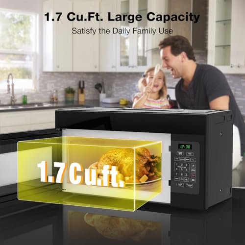 Image of 30 inch Over the Range Microwave Oven, ThermoMate 1.7 Cu. Ft. Capacity Microwave Over the Stove with One Touch, 1000 Cooking Watts, 300 CFM, 10 Power Levels, LED Lighting, Black