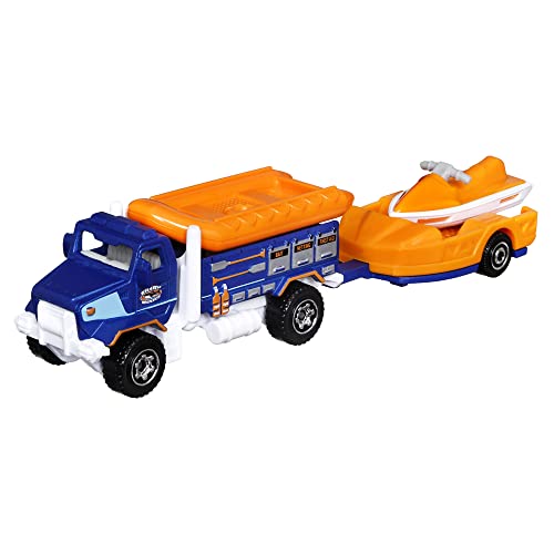 Matchbox Hitch & Haul Die-Cast Vehicle Playset - Deep Sea Diver Shark Attack Rescue ~ 7 Piece Set ~ Rapids Rescue Truck With Detachable Raft Pulls Trailer With Jet Ski ~ Includes Shark And 2 Divers #TOP1