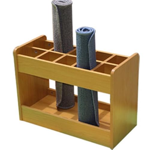 Support de tapis de yoga en bois à 10 compartiments pour rouleau mousse