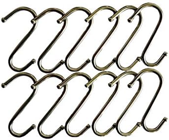 TheWin S-shape Mental Curtain Rings, Pack of 12pcs Medium Size