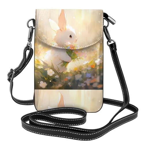 Petit sac à main pour téléphone portable étui rabat cuir femme motif lapin