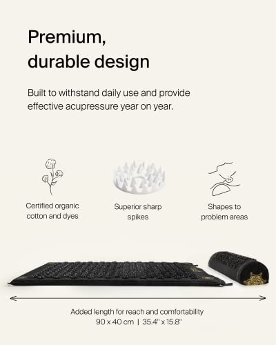 Shakti Premium Acupressure Mat And Pillow Set, Original Intensity, Sustainable & Durable, Relieves Stress & Tension, Relaxation & Focus, Ethically Handcrafted Acupuncture Mat, Organic Cotton Certified #TOP1