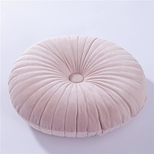 NatureMan Petit coussin rond décoratif en velours - Motif citrouille - Convient pour salon, canapé, lit, sol de 34,8 cm - Rose