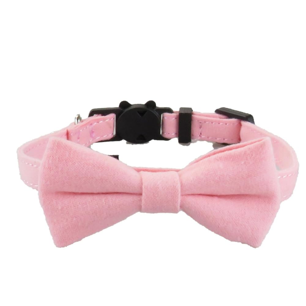 Erweicet Cat Collar Breakaway with Cute Bow Tie and Bell for Kitty Pet Adjustable Bow-tie Pink
