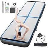 FBSPORT 空気注入式エア体操マット 10フィート 厚さ4インチ 体操トラック 家庭での使用/トレーニング/チアリーディング/ヨガ/ウォーター用 ポンプ付き