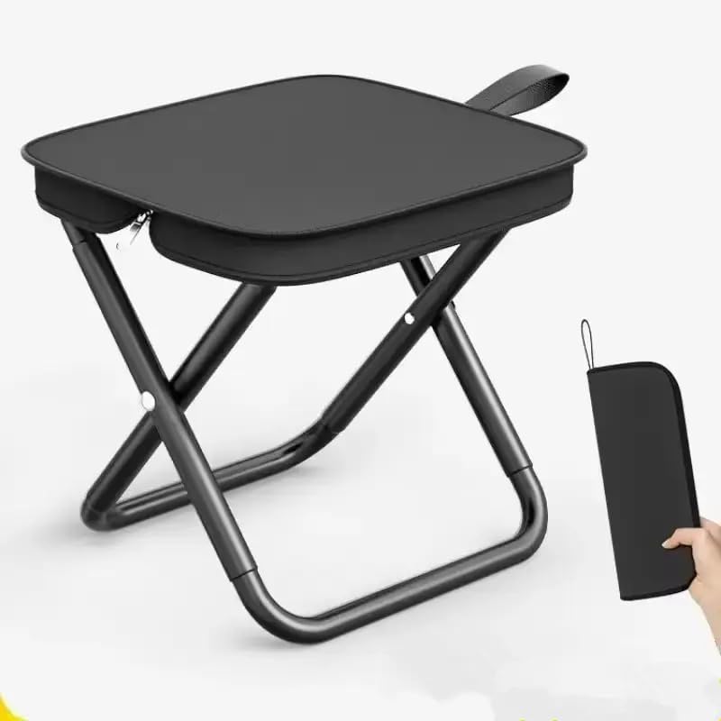 Jukmen Outdoor Foldable Stool, Lightweight Camping Stool for Adults Heavy Duty Support 350lbs, Portable Seat Foot Rest for Travel Fishing Hiking (Black)-image-49