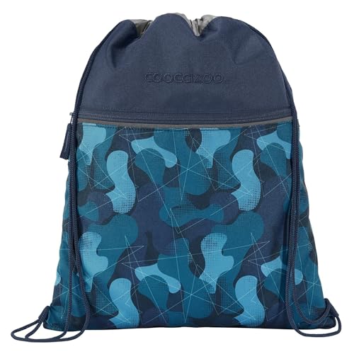 coocazoo Turnbeutel „Cloudy Camou”, blau, mit Reißverschlussfach und Kordelzug, reflektierende Elemente, Schlaufen zur Befestigung am Schulrucksack, 10 Liter, ab der 3. Klasse