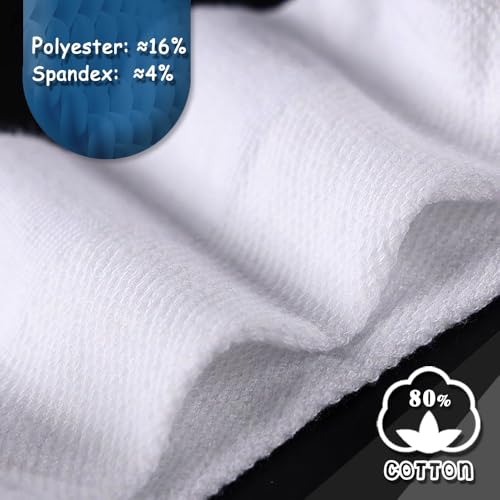 Men's Lightweight Ankle Socks Low Cut Athletic Socks High Elasticity Soft Cotton Blend Sweat-Absorbing Odor-Proof for Daily Wear and Sport Solid White 8 Pairs Box Packaging Men's Size 6-92