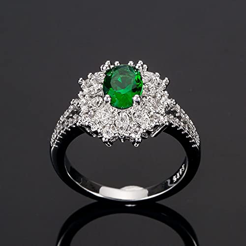 925 silver Super Flash Emerald encrusted Ring Fashion Temperament Green Zircon Gem Ring Ring Ring Found Diamond Ring Found Female Jewelry Earrings3