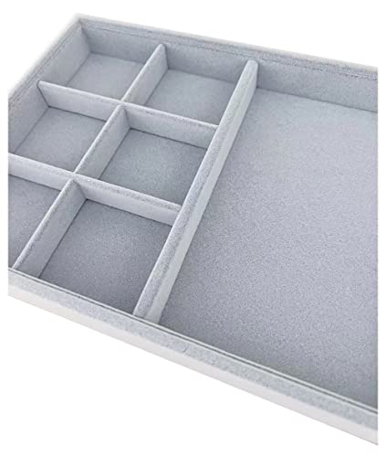 Svea Display Grey Velvet Stackable Organizer Premium Quality Stackable Tray (6 Grid Flat)