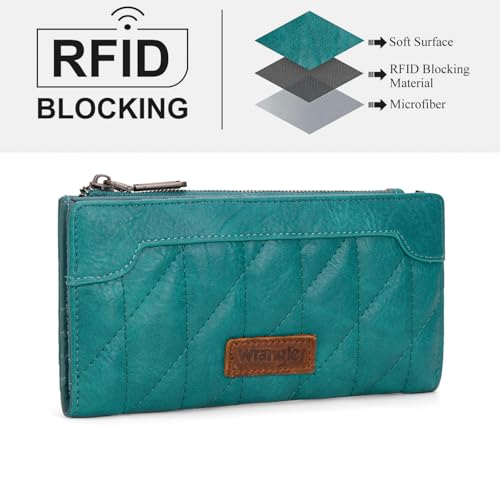 Image of Wrangler Wallets for Women Slim Quilted Wallet Ladies Female Bifold Wallets, Card Cases & Money Organizers Thin Minimalist Travel Wallet with Coin Purse and Smooth Zipper