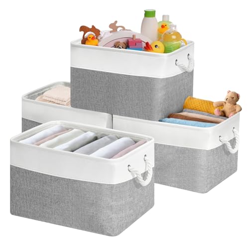 Oterri 4 Pack Cube Storage Bins, Foldable Storage Cubes, 15"x11"x9.5" Fabric Cubes Storage Basket, Decorative Storage Basket for Home, Shelves, Nurser