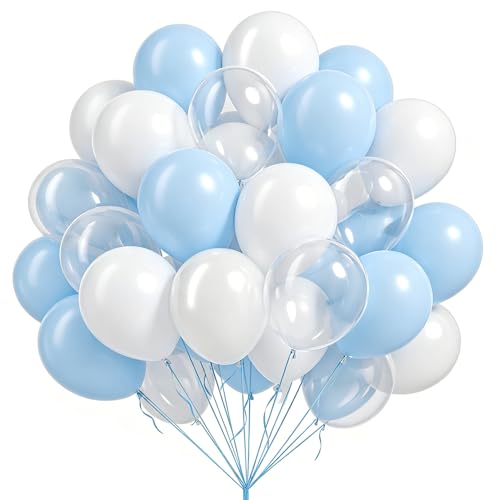 Image of Thickened balloons 60PCS Balloons Assorted ColorsLatex Balloons for Kid's Birthday Party Exquisite 12 Inches Kinds of Party Balloons Decorations. (blue white)