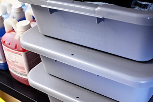 Rubbermaid Commercial Products Standard Bus/Utility Box, 7.125-Gallon, Gray, Plastic, Heavy Duty Restaurant Tub/Dish Washing Box For Kitchen Organization/Storage #TOP4