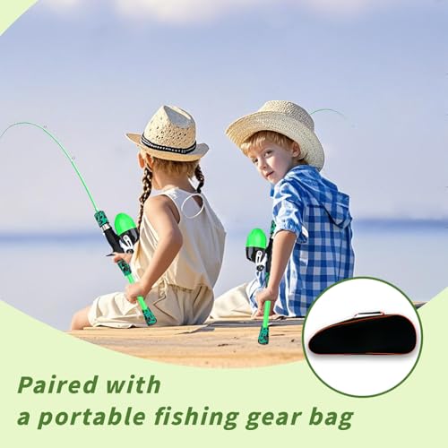 Hyran Angel, Angelset für Kinder, Kinderangel, Angelrute + Angelrolle (Grün)