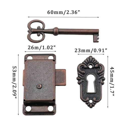 Namvo Antike Schranktürschloss-Sets, Antikes Schrankschloss mit Schlüssel, Vintage-Schranktürschloss für Kleiderschr?nke, Schr?nke, Schubladen, Kisten