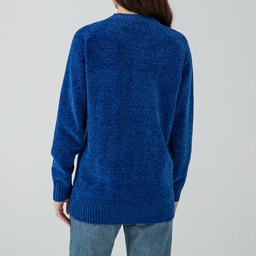 Image of Simple&Opulence Women's Chenille Sweater Crewneck Long Sleeve Pullover Ribbed Cuff Hem Round Neck Jumper Tops