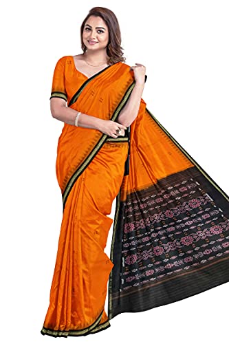 Image of Odisha Sambalpuri Handloom Ikat Women's Cotton Saree, Odisha Handloom Handmade Pure Cotton Khandua Saree, Ikkat Orissa Traditional Handloom Saree Without Blouse