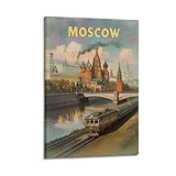 QXYUIN Vintage-Poster Moskau, Russland, Flussufer mit 