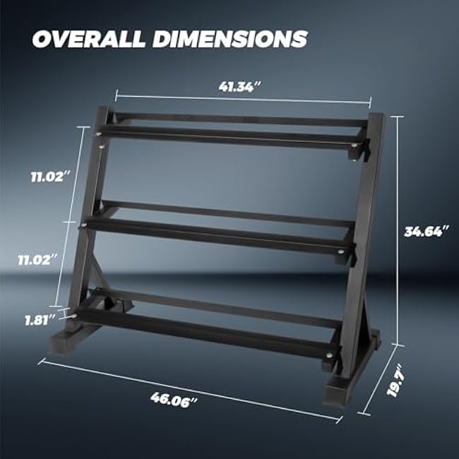 RITFIT 300/350/450/650/180/200/210 LB Rubber Hex Dumbbells Set with Optional Dumbbell Rack, Multi Weight Set to Choose, Ideal for Home Gym and Fitness