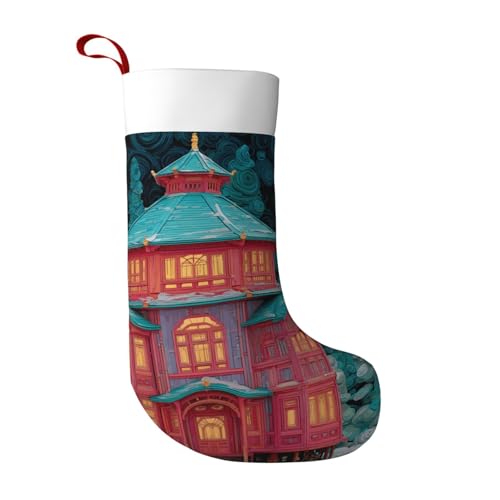 JZMTY Plush Christmas Stocking with Enchanted Alcove Print Suitable for