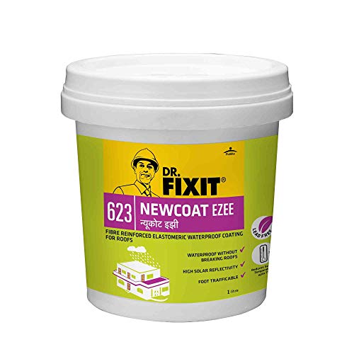 Image of DR. FIXIT 201 Crack X Paste, Ready to use crack filler for internal & external surface cracks on roofs - 1Kg & 623 Newcoat Ezee Waterproof Coating For Roofs - 1 L
