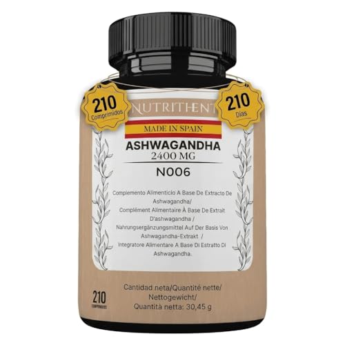 210 Micro Comprimidos Ashwagandha de Alta Potencia para 210 Días | 2400mg Por Comprimido con Concentración 50:1 | VEGANO - Sin Gluten - Sin OGM.