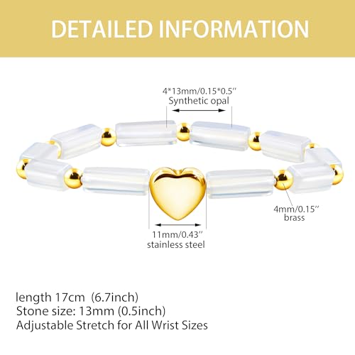 Image of Cuboid Love Elastic Bracelet, Crystal Energy Stone Anxiety Relief Yoga Jewelry for Women Male (Heart-shaped Charm Can Be Customized Name)