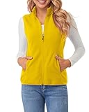 fuinloth Chaleco de Forro Polar Mujer,Termico Invierno Chaqueta sin Mangas con Bolsillos con Cremallera Amarillo XL
