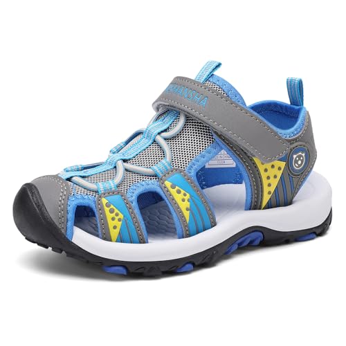 Mishansha Sandalen Jungen Trekkingsandalen Kinder Geschlossene Sommer Sandalen Grau 31 EU
