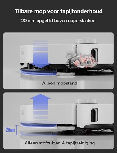 Roborock S8 MaxV Ultra Robotstofzuiger met dweilfunctie en hefdoek voor dweilen, uitgebreide reiniging door uittrekbare zijborstel, 10.000 Pa, dweilen met heet water op - Afbeelding 6