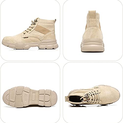 Men Safety Boots Composite Toe Cap Outdoor Work Boots Breathable Lightweight Flat Non-Slip Shoes,Brown-43