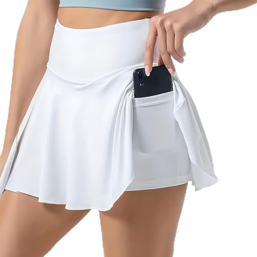 Jupe de Tennis Femme Jupe Short Femme Sport avec Poches et Pantalon Modèle Taille Haute Convient Aux Sports Tels Que la Course à Pied, Le Fitness, Le Golf et...