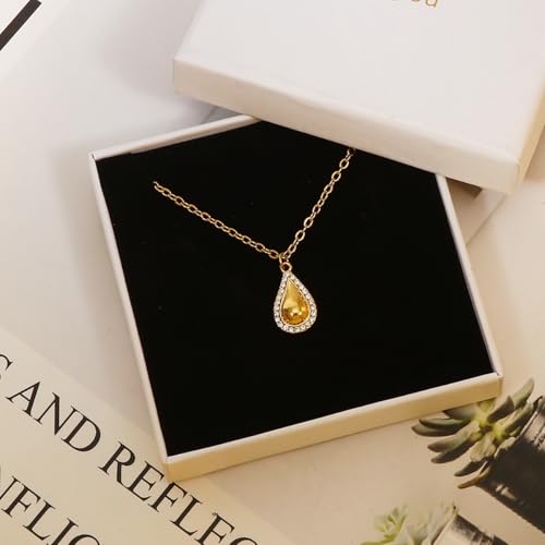 Beach Charm Necklace Heart Crystal, Starfish, Teardrop Crystal Pendant, 14K Gold Plated Chain, Palm Tree Necklace, Ocean Theme Jewelry